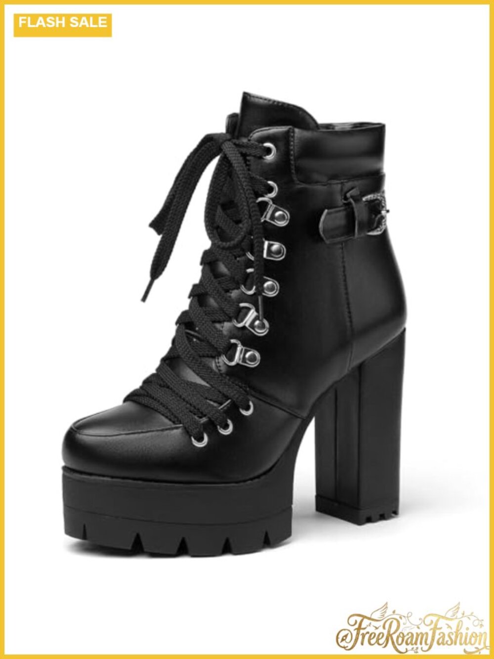 High Heels for Women Round Toe Platform Booties Lace Up Suede Ankle Bootie